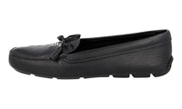 Prada Women's Black High-Quality Saffiano Leather Logo Loafers 1DD036