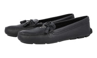 Prada Women's Black High-Quality Saffiano Leather Logo Loafers 1DD036