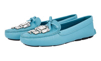 Prada Women's Turquoise High-Quality Saffiano Leather Loafers 1DD043