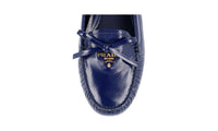 Prada Women's Blue High-Quality Saffiano Leather Logo Loafers 1DD051