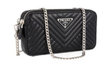 Prada Women's 1DH010 Black Leather Shoulder Bag