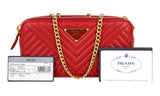 Prada Women's 1DH010 Red Leather Shoulder Bag