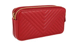 Prada Women's Red Leather Diagramme Shoulder Bag 1DH010