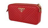 Prada Women's Red Leather Diagramme Shoulder Bag 1DH010