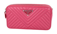 Prada Women's Pink Leather Diagramme Shoulder Bag 1DH010