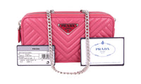 Prada Women's Pink Leather Diagramme Shoulder Bag 1DH010