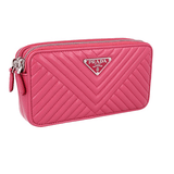 Prada Women's Pink Leather Diagramme Shoulder Bag 1DH010