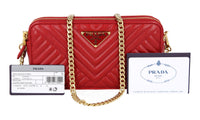 Prada Women's Red Leather Diagramme Evening Purse 1DH010