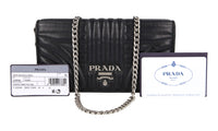 Prada Women's Black Leather Diagramme Shoulder Bag 1DH044