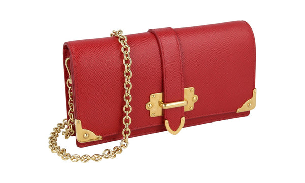 Prada Women's 1DH044 Red Saffiano Leather Leather Shoulder Bag