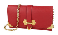 Prada Women's Red High-Quality Saffiano Leather Cahier Shoulder Bag 1DH044