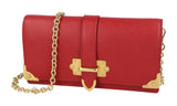 Prada Women's Red Saffiano Leather Cahier Shoulder Bag 1DH044