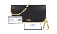 Prada Women's Black High-Quality Saffiano Leather Cahier Evening Purse 1DH044