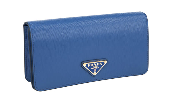 Prada Women's 1DH044 Blue Leather Shoulder Bag