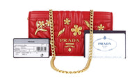 Prada Women's Red Leather Diagramme Shoulder Bag 1DH044