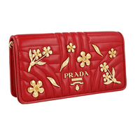 Prada Women's Red Leather Diagramme Shoulder Bag 1DH044