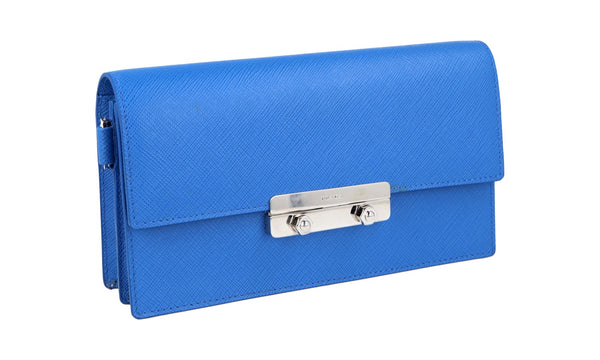 Prada Women's 1DH099 Blue Saffiano Leather Leather Shoulder Bag