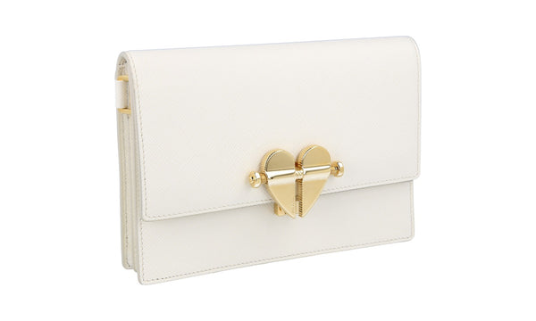 Prada Women's 1DH101 White Saffiano Leather Leather Shoulder Bag