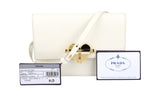 Prada Women's White Saffiano Leather Heart Shoulder Bag 1DH101