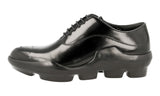 Prada Women's Black Full Brogue Leather Runway Crossover Platform Dress Shoes Sneaker 1E047G