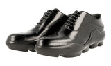 Prada Women's Black Heavy-Duty Rubber Sole Leather Lace-up Shoes 1E047G