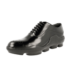 Prada Women's Black Full Brogue Leather Runway Crossover Platform Dress Shoes Sneaker 1E047G