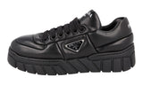 Prada Women's Black Leather Downtown Nappa Platform Chunky Sneaker 1E136N