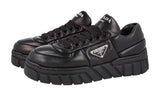 Prada Women's Black Leather Downtown Nappa Platform Chunky Sneaker 1E136N