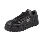 Prada Women's Black Leather Downtown Nappa Platform Chunky Sneaker 1E136N