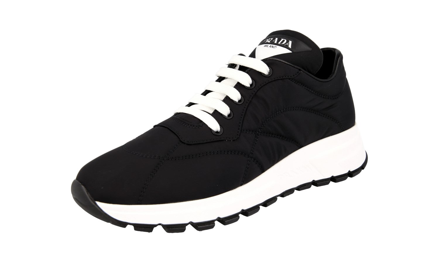 PRADA｜SNEAKERS (1E620N F 3LNW 045 F0002) PRADA Leather Prax01 Symbole Sneakers - 1E620N - Black - NEW