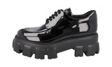 Prada Women's Black Leather Chocolate Monolith Lace-up Shoes 1E255N