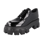 Prada Women's Black Leather Chocolate Monolith Lace-up Shoes 1E255N