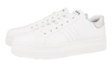 Prada Women's White Leather Macro Downtown Bold Platform Sneaker 1E536L