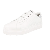 Prada Women's White Leather Macro Downtown Bold Platform Sneaker 1E536L
