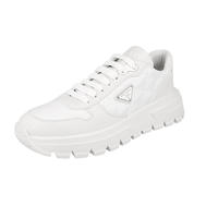 Prada Women's White Leather Prax01 Symbole Triangle Platform Sneaker 1E620N
