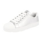 Prada Women's Silver Leather Downtown Cap Toe Sneaker 1E663I