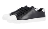 Prada Women's Black Leather Downtown Cap Toe Sneaker 1E663I
