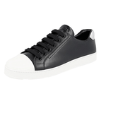 Prada Women's Black Leather Downtown Cap Toe Sneaker 1E663I