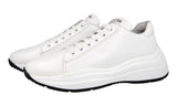 Prada Women's White Brushed Spazzolato Leather Sneaker 1E679L