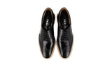 Prada Women's Black Leather Plateau Derby Full Brogue Business Shoes 1E722E