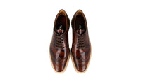 Prada Women's Brown welt-sewn Leather Plateau Derby Full Brogue Business Shoes 1E722E