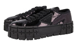 Prada Women's Black Cassetta  Double Wheel Sequin Sneaker 1E787M
