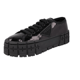 Prada Women's Black Cassetta  Double Wheel Sequin Sneaker 1E787M
