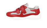 Prada Women's Red Leather Americas Cup Sneaker 1E796E