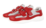 Prada Women's Red Leather Americas Cup Sneaker 1E796E
