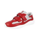 Prada Women's Red Leather Americas Cup Sneaker 1E796E