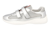 Prada Women's Silver Leather Americas Cup Sneaker 1E796I