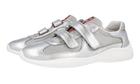 Prada Women's Silver Leather Americas Cup Sneaker 1E796I