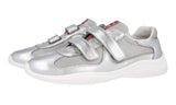 Prada Women's Silver Leather Americas Cup Sneaker 1E796I
