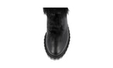 Prada Women's Black welt-sewn Leather Shearling Fur Lace-up Shoes 1E867H